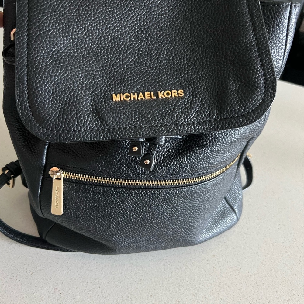 Michael Kors Black Pebbled Leather Backpack